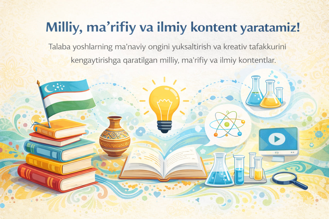 Milliy, ma'rifiy va ilmiy kontent yaratamiz!