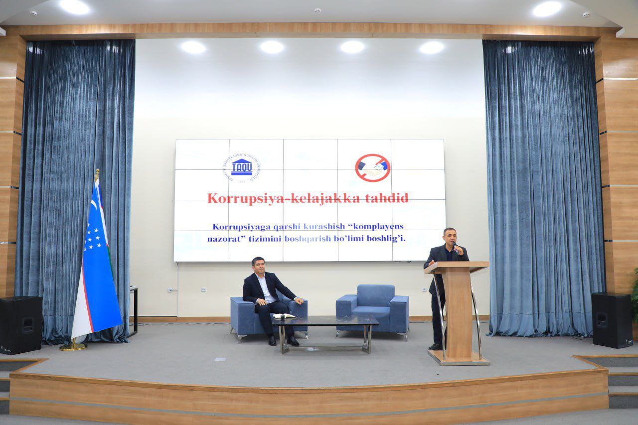 Toshkent arxitektura-qurilish universitetida “Korrupsiya – kelajakka tahdid” mavzusida davra suhbati bo‘lib o‘tdi