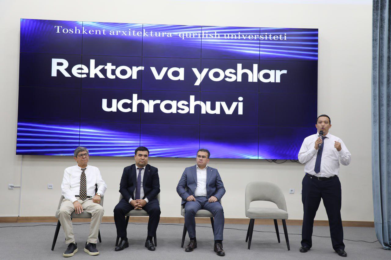 Toshkent arxitektura-qurilish universiteti rektori B.A Tulaganov 1 kursga qabul qilingan Arxitektura fakulteti talabalari bilan uchrashdi